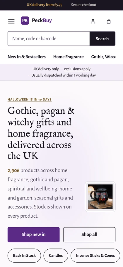 The PeckBuy homepage on a phone